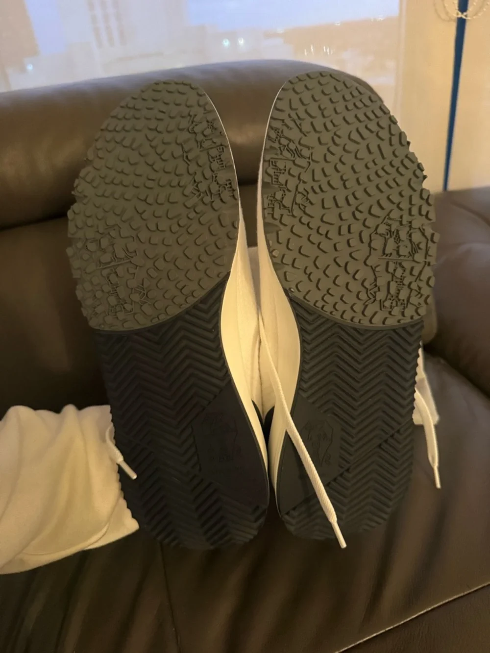 Brunello Cucinelli White Knit Sneakers with Black Heel Accent - Picture 3 of 4